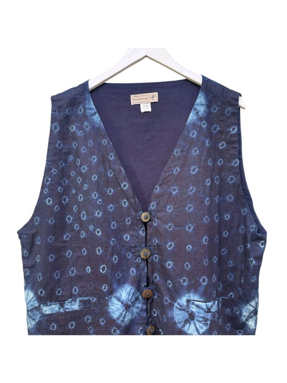 Spirit of Courage Nnamdi Ibenagu Vest Large Oversized Blue Tie Dye Africa Unisex - Picture 2 of 9